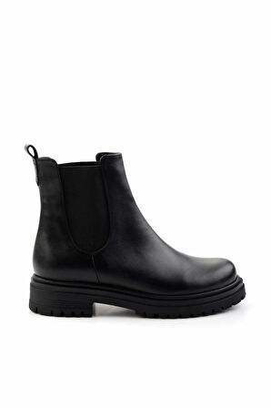 Siyah Hakiki Deri Kadın Bot & Bootie K02666414003