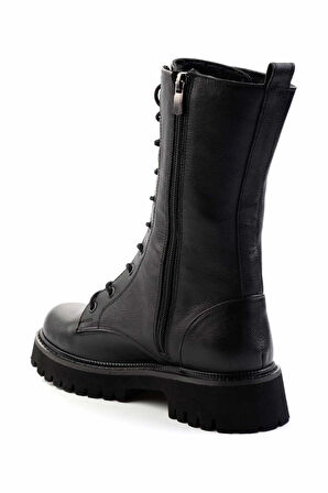 Siyah Hakiki Deri Kadın Bot & Bootie K02666415003