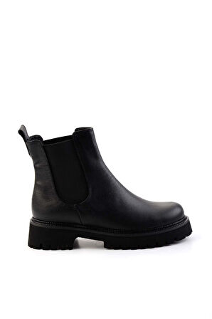 Siyah Hakiki Deri Kadın Bot & Bootie K02666416003