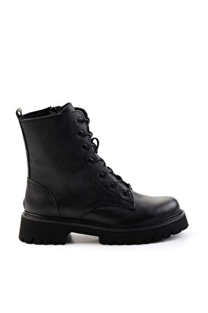 Siyah Hakiki Deri Kadın Bot & Bootie K02666420003