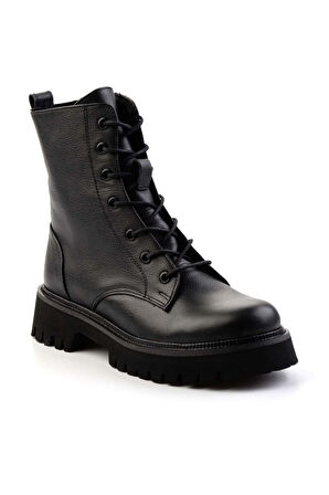 Siyah Hakiki Deri Kadın Bot & Bootie K02666420003