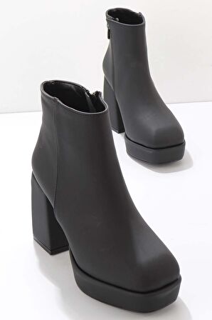 Bambi Mat Siyah Saten  Kadın Bot & Bootie K02666300238