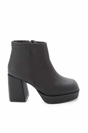 Bambi Mat Siyah Saten  Kadın Bot & Bootie K02666300238