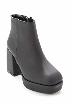 Bambi Mat Siyah Saten  Kadın Bot & Bootie K02666300238
