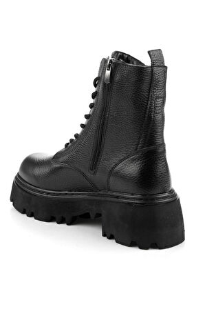 Siyah Hakiki Deri Kadın Bot & Bootie K02678020903