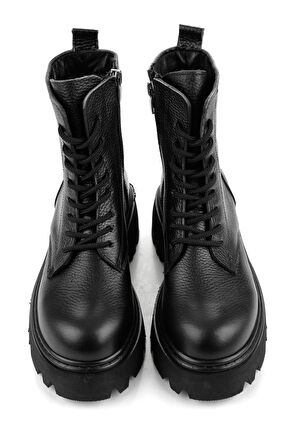 Siyah Hakiki Deri Kadın Bot & Bootie K02678020903