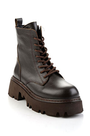 Kahve Hakiki Deri Kadın Bot & Bootie K02678020903