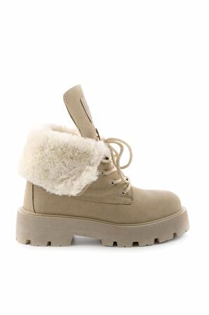 Bambi Bej Süet  Kadın Bot & Bootie K02678020602