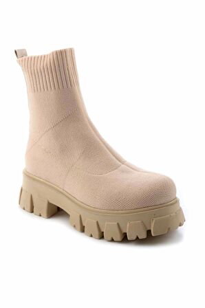 Bambi Bej Triko  Kadın Bot & Bootie K02703202082