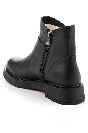 Siyah Hakiki Deri Kadın Bot & Bootie K02717030403