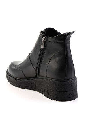 Siyah Hakiki Deri Kadın Bot & Bootie K02717251703