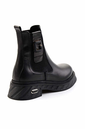 Siyah Hakiki Deri Kadın Bot & Bootie K02719102203
