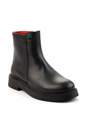 Siyah Hakiki Deri Kadın Bot & Bootie K02717251003