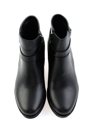Siyah Siyah Hakiki Deri Kadın Bot & Bootie K02717034103