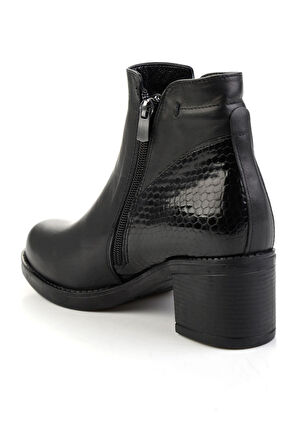 Siyah Siyah Hakiki Deri Kadın Bot & Bootie K02717211003
