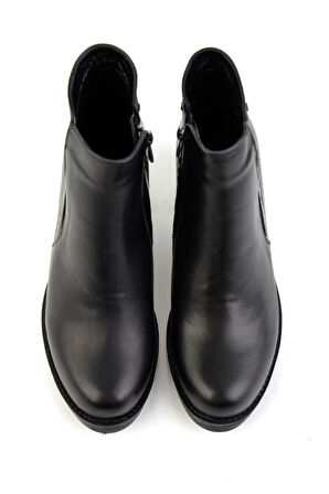 Siyah Siyah Hakiki Deri Kadın Bot & Bootie K02717211003