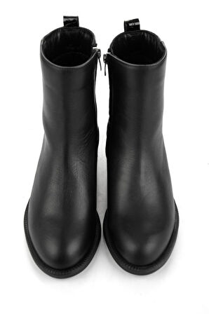 Siyah Hakiki Deri Kadın Bot & Bootie K02724202503