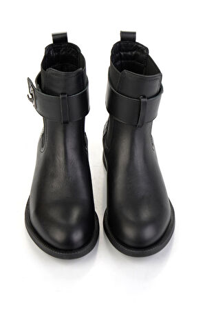 Siyah Hakiki Deri Kadın Bot & Bootie K02724400303