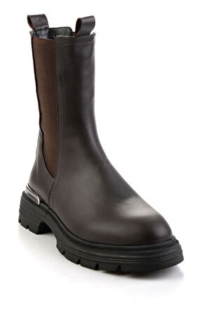 Kahve Hakiki Deri Kadın Bot & Bootie K02724250503