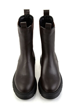 Kahve Hakiki Deri Kadın Bot & Bootie K02724250503