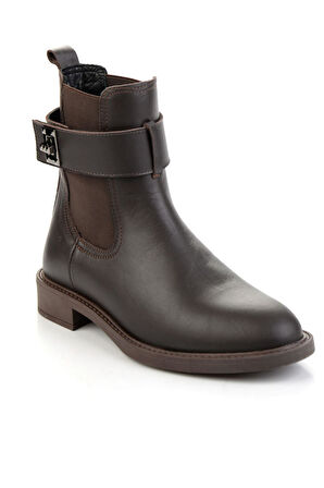 Kahve Hakiki Deri Kadın Bot & Bootie K02724259003