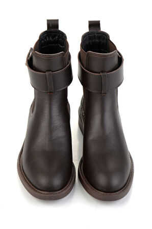 Kahve Hakiki Deri Kadın Bot & Bootie K02724259003