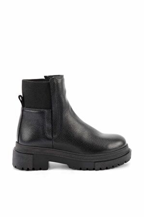 Bambi Siyah Hakiki Deri Kadın Bot & Bootie K02724300003