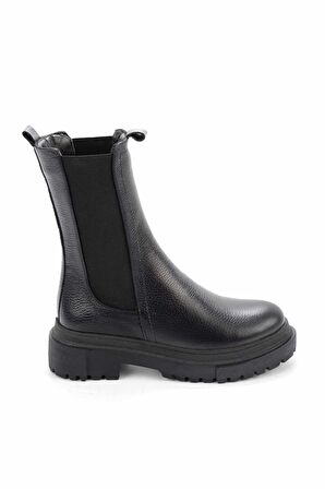 Bambi Siyah Hakiki Deri Kadın Bot & Bootie K02724300103