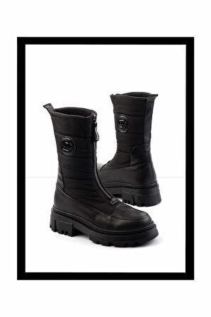Siyah Hakiki Deri Kadın Bot & Bootie K02724986603