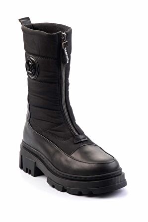 Siyah Hakiki Deri Kadın Bot & Bootie K02724986603