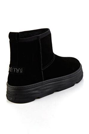 Siyah Hakiki Deri Kadın Bot & Bootie K02748100602