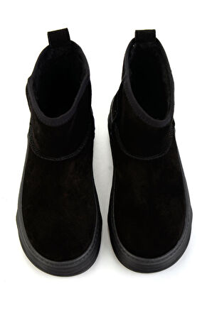 Siyah Hakiki Deri Kadın Bot & Bootie K02748100602