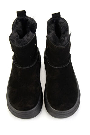 Siyah Hakiki Deri Kadın Bot & Bootie K02748100702