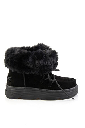 Siyah Hakiki Deri Kadın Bot & Bootie K02748100802