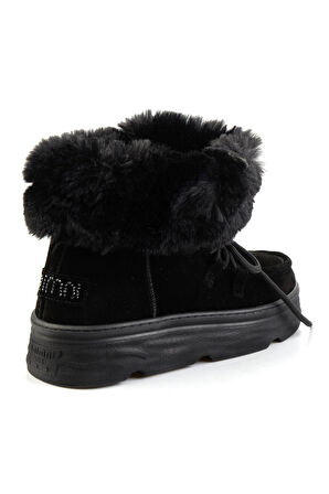 Siyah Hakiki Deri Kadın Bot & Bootie K02748100802