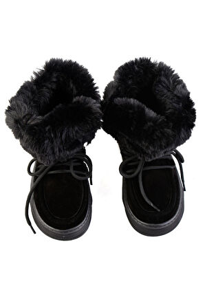 Siyah Hakiki Deri Kadın Bot & Bootie K02748100802