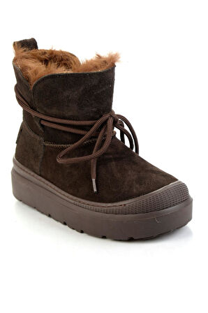 Kahve Hakiki Deri Kadın Bot & Bootie K02748100202