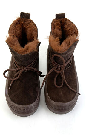 Kahve Hakiki Deri Kadın Bot & Bootie K02748100202