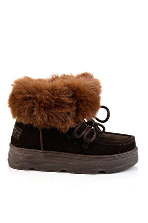 Kahve Hakiki Deri Kadın Bot & Bootie K02748100802