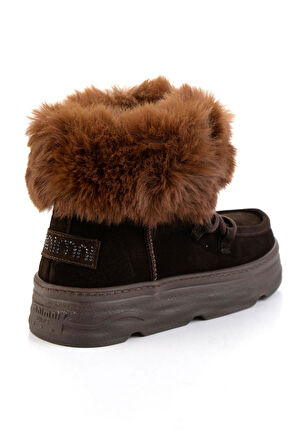 Kahve Hakiki Deri Kadın Bot & Bootie K02748100802