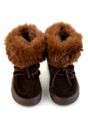 Kahve Hakiki Deri Kadın Bot & Bootie K02748100802