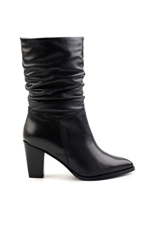 Siyah Hakiki Deri Kadın Bot & Bootie K02750457903