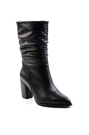 Siyah Hakiki Deri Kadın Bot & Bootie K02750457903