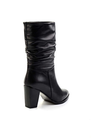 Siyah Hakiki Deri Kadın Bot & Bootie K02750457903