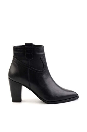 Siyah Hakiki Deri Kadın Bot & Bootie K02750949903