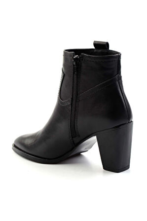 Siyah Hakiki Deri Kadın Bot & Bootie K02750949903