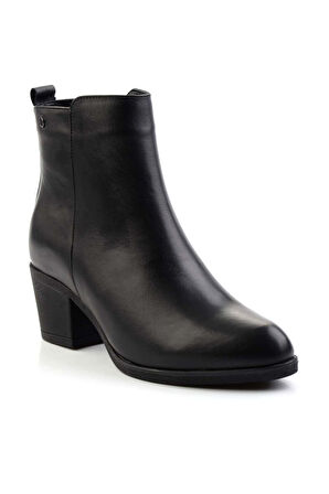 Siyah Hakiki Deri Kadın Bot & Bootie K02750152503