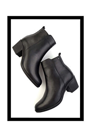Siyah Hakiki Deri Kadın Bot & Bootie K02750152503