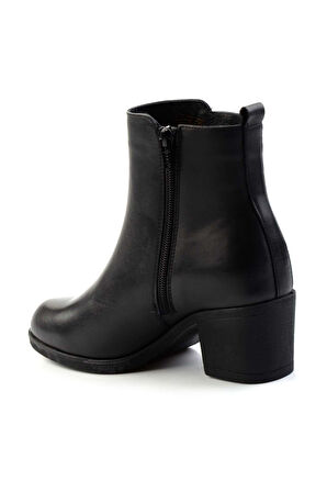 Siyah Hakiki Deri Kadın Bot & Bootie K02750152503
