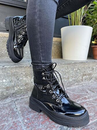 Bambi Siyah Kirisik Rugan  Kadın Bot & Bootie K02792000208
